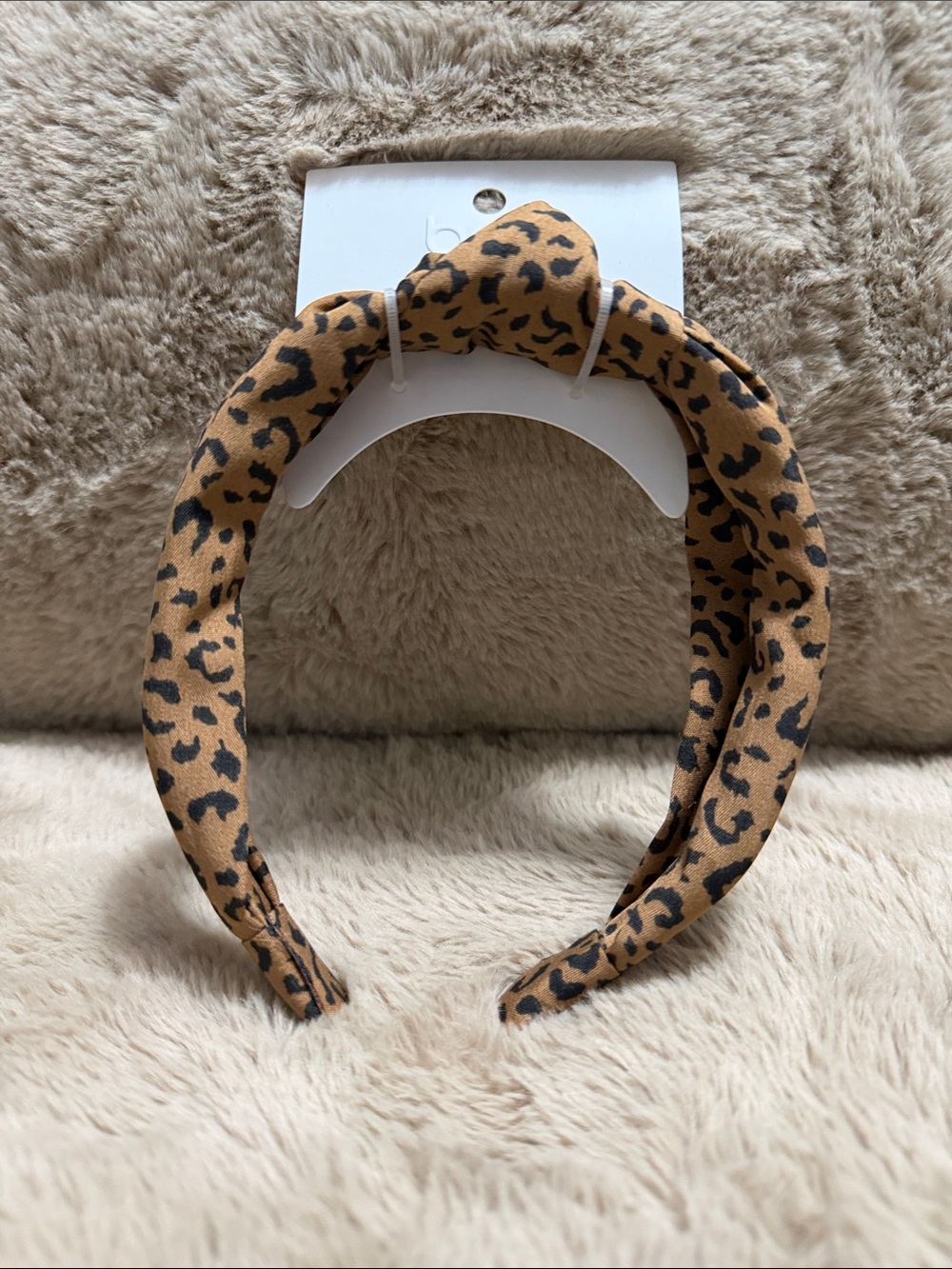 belk Leopard Print Knotted Headband - Tan and Black